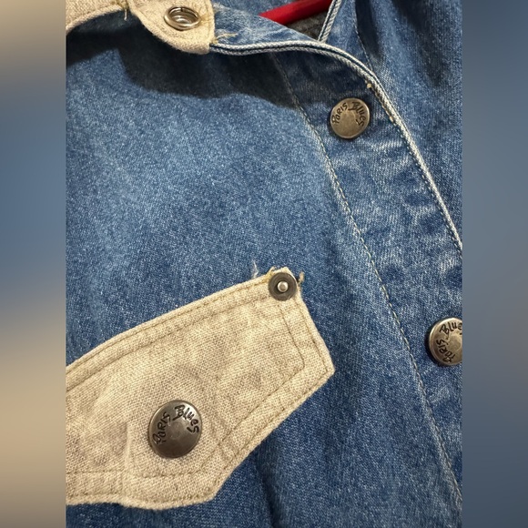 VTG y2k Paris Blues Denim Maxi Shirt Dress Med Wash Sz 7 Short Sleeve Linen 90s - Picture 9 of 10